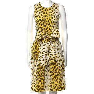 Samantha Sung size 2 Rachel dress in “snow jaguar” yellow linen EUC
